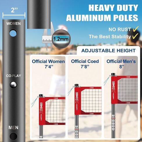 Professional Volleyball Net Set Heavy Duty for Outdoor Backyard Portable with Aluminum Adjustable Height Scoring Poles, Regulation Nets System for Tournament, Grass in Saudi Arabia
