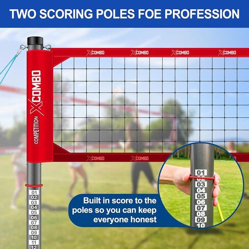 Professional Volleyball Net Set Heavy Duty for Outdoor Backyard Portable with Aluminum Adjustable Height Scoring Poles, Regulation Nets System for Tournament, Grass in Saudi Arabia