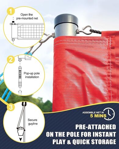 Professional Volleyball Net Set Heavy Duty for Outdoor Backyard Portable with Aluminum Adjustable Height Scoring Poles, Regulation Nets System for Tournament, Grass in Saudi Arabia