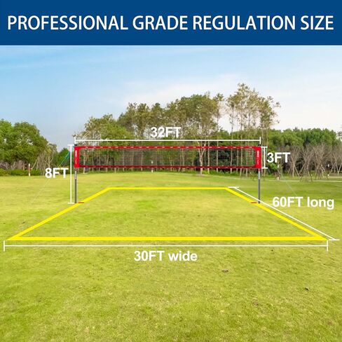 Professional Volleyball Net Set Heavy Duty for Outdoor Backyard Portable with Aluminum Adjustable Height Scoring Poles, Regulation Nets System for Tournament, Grass in Saudi Arabia