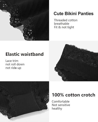Aijolen Cotton Underwear for Women Breathable Lace Bikini Panties Women's Hipster Underpants S-XL in Saudi Arabia