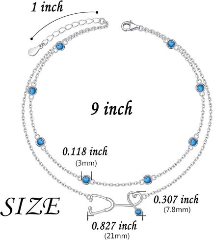Ladytree Anklet for Women 925 Sterling Silver Adjustable Foot Beaded Heart/Cubic zirconia Charm Ankle Bracelet Anklets Jewelry in Saudi Arabia