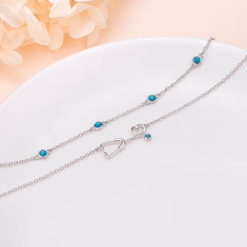 Ladytree Anklet for Women 925 Sterling Silver Adjustable Foot Beaded Heart/Cubic zirconia Charm Ankle Bracelet Anklets Jewelry in Saudi Arabia