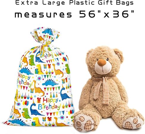 Loveinside Jumbo Large Plastic Gift Bag, Birthday Design Plastic Bag with Tag and Tie for Birthday Party, Graduation, Baby Shower - 56" x 36", 1 Pcs - Animal in Saudi Arabia