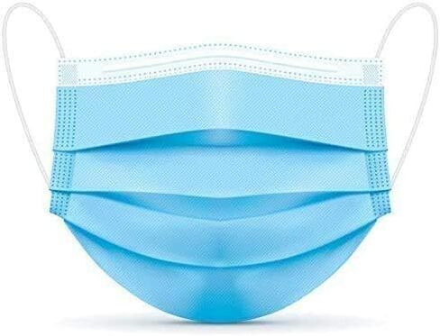 PURE GEM [Pack of 100] Single Use Disposable Blue Face Mask, Soft on Skin, 3-ply Masks Facial Cover with Elastic Earloops Great For Home, Office, School, and Outdoors in Kuwait