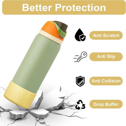 حذاء السيليكون لزجاجة ماء Owala ، غلاف واقٍ مضاد للانزلاق لزجاجات مياه من الفولاذ المقاوم للصدأ/تويست/فليب in Kuwait