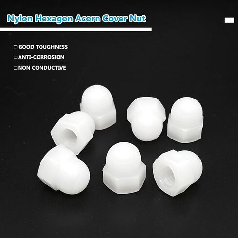 50pcs أبيض نايلون سداسي تزيين الغطاء الجوز ، hex رأس القبة القبة جوز الجوز (M5-0.8mm) in Kuwait