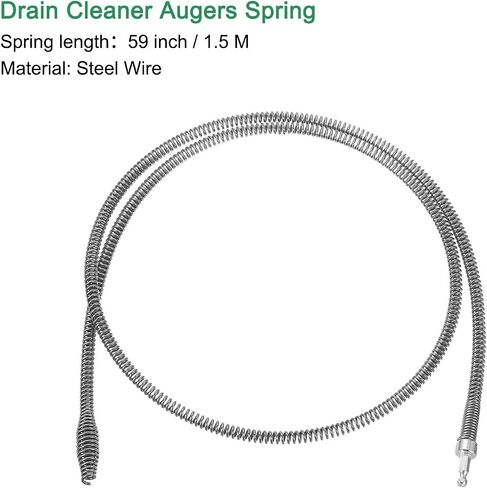 uxcell 1 Pcs Drain Clog Remover 39.3 inch 1 M 10mm Thick, Drain Augers Hair Remover Spring Cable with Electric Drill Connector, Plumbing Snake for Kitchen Sink, Bathtub Drain Toilet in Kuwait