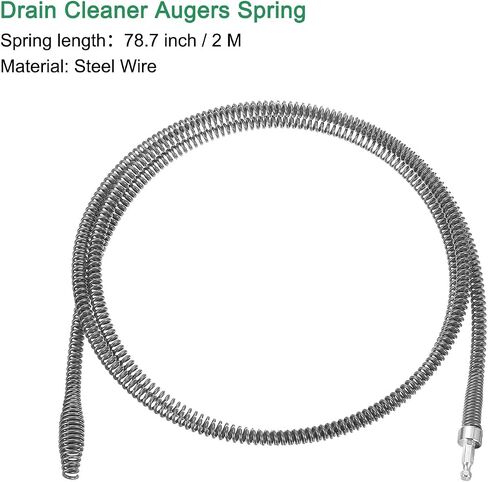 uxcell 1 Pcs Drain Clog Remover 39.3 inch 1 M 10mm Thick, Drain Augers Hair Remover Spring Cable with Electric Drill Connector, Plumbing Snake for Kitchen Sink, Bathtub Drain Toilet in Kuwait