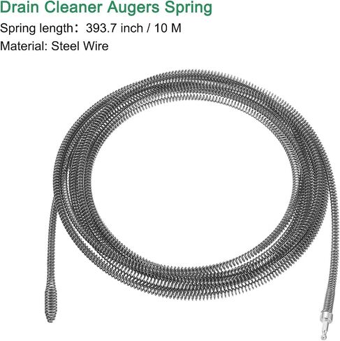 uxcell 1 Pcs Drain Clog Remover 39.3 inch 1 M 10mm Thick, Drain Augers Hair Remover Spring Cable with Electric Drill Connector, Plumbing Snake for Kitchen Sink, Bathtub Drain Toilet in Kuwait