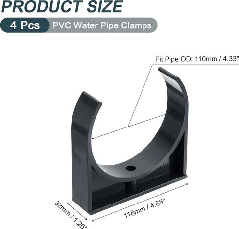 uxcell 6Pcs PVC Water Pipe Clamps Clips, U-Shaped Tubing Hose Buckles, Irrigation Tube Holder for 63mm OD for TV Trays Tubing Hose Hanger Support Tubing, Black in Kuwait