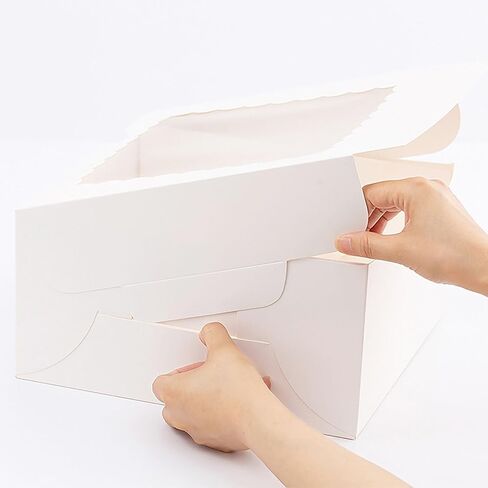 YYaaloa 10x10x5 Cake Boxes 10pcs 10 Inch with Window Clear Bakery Dessert Box Square White Disposable Bakery Box for Cakes Pastries Chocolates Cookies Pie Birthday Party Wedding (10x10x5 inch-10pcs) in Kuwait