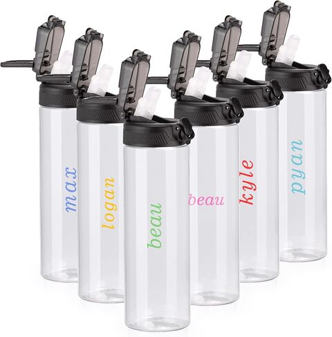 Bottles Bottles Bottles ، 6 حزمة 14 أوقية زجاجة مياه صافية مع مقبض القش والاحتفال ، أكواب بلاستيكية للتسرب القابلة لإعادة الاستخدام للبنين إلى التخييم على السفر الرياضي ، هدية DIY شخصية مخصصة in Kuwait