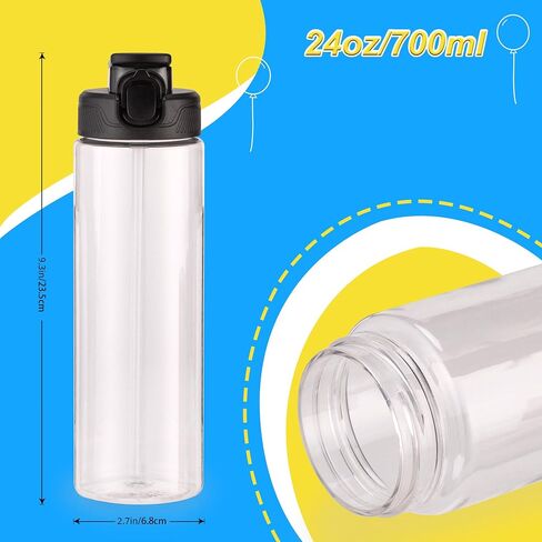 Bottles Bottles Bottles ، 6 حزمة 14 أوقية زجاجة مياه صافية مع مقبض القش والاحتفال ، أكواب بلاستيكية للتسرب القابلة لإعادة الاستخدام للبنين إلى التخييم على السفر الرياضي ، هدية DIY شخصية مخصصة in Kuwait