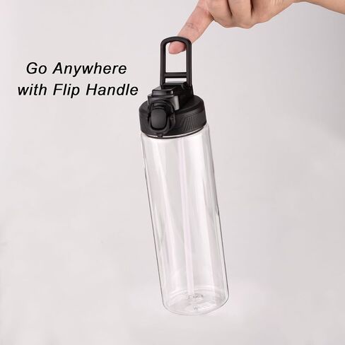 Bottles Bottles Bottles ، 6 حزمة 14 أوقية زجاجة مياه صافية مع مقبض القش والاحتفال ، أكواب بلاستيكية للتسرب القابلة لإعادة الاستخدام للبنين إلى التخييم على السفر الرياضي ، هدية DIY شخصية مخصصة in Kuwait
