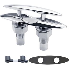 YANYUCB Pull Up Boat Cleat,316 Stainless Steel Retractable Cleat with Back Plate and Lock Nuts(5 inch,6 inch)