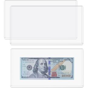ONLYKXY Clear Plastic Dollar Bill Top-Load Display Protector Holder Sleeves Money Organizer Pockets Currency Album Banknotes Collecting Storage Saving Envelopes Bag Boxes for Card Coin,7.6x4in (10)