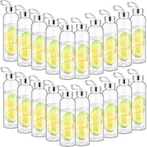 Zubebe 20 Pcs 17 oz Water Bottles Bulk Reusable Clear Juice Containers with Stainless Steel Leak Proof Lids Nylon Carrying Strap Plastic Bottles for DIY Fall Halloween Christmas Party Favors in Kuwait