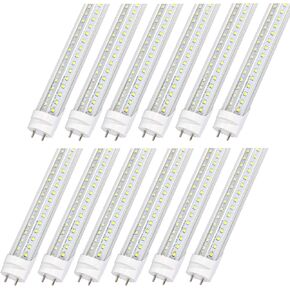 مصابيح LED بطول 8 أقدام، قاعدة دبوس واحدة FA8 بقدرة 50 وات، مصباح أنبوبي LED 6000LM 5000K، استبدل ضوء الفلورسنت T8 T10 T12 (غطاء شفاف 12 حزمة)