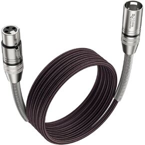 كابلات الكابلات XLR كابل 6 قدمًا من الكابلات الميكروفون xlr ذكر إلى الإناث الشاق النايلون المتوازن النايلون مضفر XLR سلك متوافق مع أنظمة السماعات ومحطة الراديو والمزيد