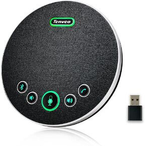مكبر صوت مؤتمر Tenveo مع ميكروفون، بلوتوث/لاسلكي/USB متعدد الاتجاهات مكبر صوت بخاصية إلغاء الضوضاء، مكالمة جماعية 360 درجة تعمل مع فرق Skype Zoom لاجتماع عبر الإنترنت من 10 إلى 12 شخصًا in Kuwait