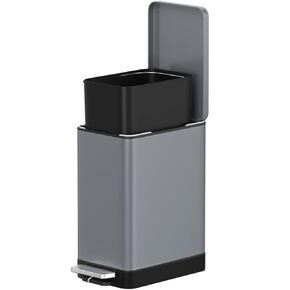 12L/3.1GAL STEP STEP STEP CAN ، حاوية حاوية القمامة الضيقة ، حاوية الحاوية الصغيرة ، علبة الحمام الصغيرة مع الغطاء القريب الناعم ， قمامة دواسة القدم العلبة للحمام ، غرفة نوم ، مكتب (أبيض 12 لتر)