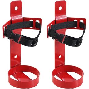 Fire Extinguisher Metal Bracket - Fire Extinguisher Mount - Wall Hanging Bracket with Adjustable Straps Heavy Duty Fixing Holder (2.5LB Red 2PCS)