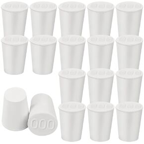 Tioncy 20 PCS سدادات مطاطية صلبة سدادات مختبر مدبب أبيض سدادات من المطاط السدادات لثقب زجاجة أنبوب الأنبوب (0.4 × 0.6 × 0.8 بوصة)