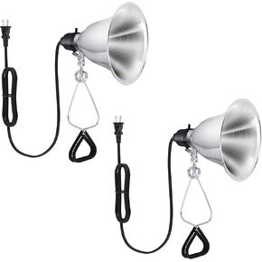 Healsmart 10.5" Clamp Light Socket and Bulb Guard, 250-Watt Maximum with 6 Feet 18/2 SPT-2 Cord, Aluminum Reflector E26 (no Bulb Included), for Reptiles and Plants Growing, 2-Pack in Kuwait