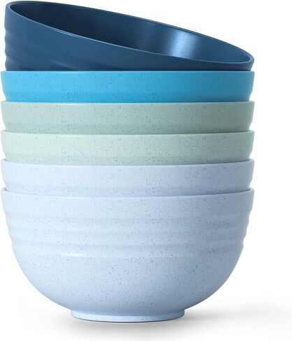 أوعية الحبوب غير القابلة للكسر من Homestockplus، 24 أونصة، آمنة للاستخدام في الميكروويف وغسالة الأطباق، خالية من مادة BPA، صديقة للبيئة، وعاء من قش القمح، أوعية حلوى بألوان متنوعة لتقديم الحساء والشوفان والمعكرونة والسلطة [مجموعة من 6] in Kuwait