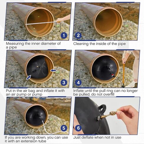Inflatable Pipe Plug 12 Inch Sewer Test Plug with 39.37 Extension Hose Rubber Test Pipe Plug Plumbing Test Pipe Pressure Test Plug Balloon Plug for Sewage Pipeline Inspection in Kuwait