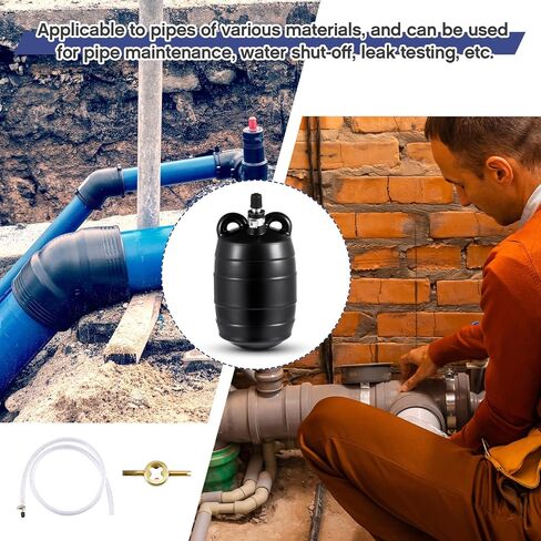 Inflatable Pipe Plug 12 Inch Sewer Test Plug with 39.37 Extension Hose Rubber Test Pipe Plug Plumbing Test Pipe Pressure Test Plug Balloon Plug for Sewage Pipeline Inspection in Kuwait
