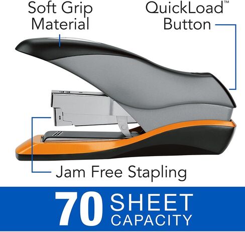 Swingline Stapler, Full Strip Desktop Stapler, 40 Sheet Capacity, Low Force, Optima 40, Silver/Black/Orange (87840) in Kuwait
