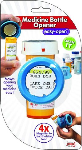 Jokari Easy Open Prescription Medicine Bottle Opener and Built In Magnifying Glass 2 Pack. Helps Read Medical Pharmacy Label Print To Ensure Taking Correct Pills and Dosage. Unscrews Caps Easily Too. in Kuwait