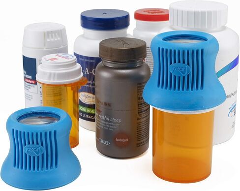 Jokari Easy Open Prescription Medicine Bottle Opener and Built In Magnifying Glass 2 Pack. Helps Read Medical Pharmacy Label Print To Ensure Taking Correct Pills and Dosage. Unscrews Caps Easily Too. in Kuwait