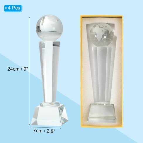 MECCANIXITY Crystal Glass Trophy with Box, Champions Award for Desktop Table Decor Tournament Sports Paperweight in Saudi Arabia