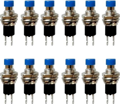 12 Pcs PBS-110 7mm SPST Momentary Mini Push Button Switch 250V 1A 2-Pin NC (Normal Closed, Red Black) in Kuwait