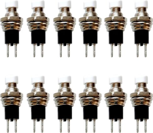 12 Pcs PBS-110 7mm SPST Momentary Mini Push Button Switch 250V 1A 2-Pin NC (Normal Closed, Red Black) in Kuwait