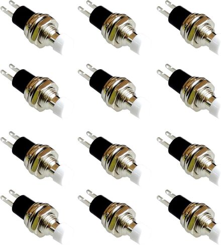 12 Pcs PBS-110 7mm SPST Momentary Mini Push Button Switch 250V 1A 2-Pin NC (Normal Closed, Red Black) in Kuwait