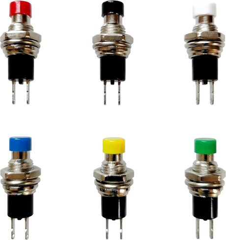 12 Pcs PBS-110 7mm SPST Momentary Mini Push Button Switch 250V 1A 2-Pin NC (Normal Closed, Red Black) in Kuwait
