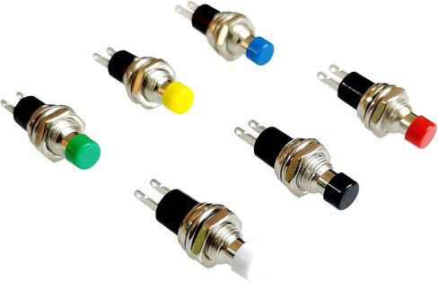 12 Pcs PBS-110 7mm SPST Momentary Mini Push Button Switch 250V 1A 2-Pin NC (Normal Closed, Red Black) in Kuwait