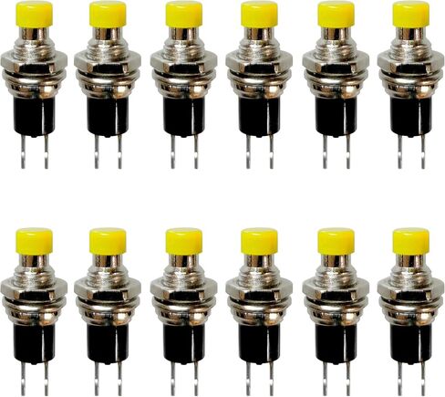12 Pcs PBS-110 7mm SPST Momentary Mini Push Button Switch 250V 1A 2-Pin NC (Normal Closed, Red Black) in Kuwait
