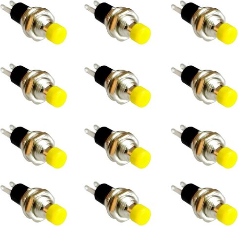 12 Pcs PBS-110 7mm SPST Momentary Mini Push Button Switch 250V 1A 2-Pin NC (Normal Closed, Red Black) in Kuwait