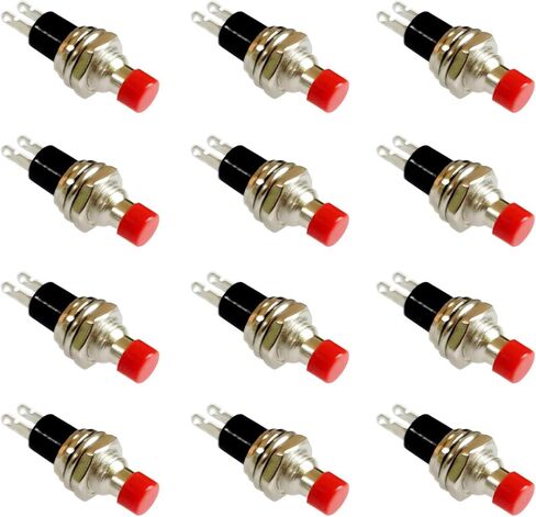 12 Pcs PBS-110 7mm SPST Momentary Mini Push Button Switch 250V 1A 2-Pin NC (Normal Closed, Red Black) in Kuwait