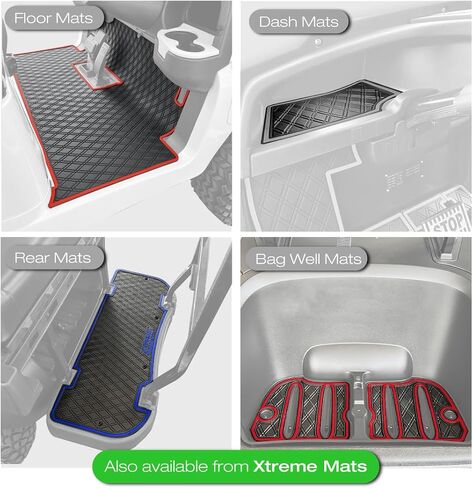 Xtreme Mats Premium Golf Cart Mats متوافقة مع Denago Rover XL Models 2 قطعة مجموعة تراكب مخصصة لتناسب حماية متينة مزدوجة الماس بطانة الأرضية تحمي أرضيات OEM (تقليم رمادي) in Kuwait
