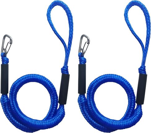 2 Pack Boat Bungee Dock Lines, Dock Mooring Lines, Boat Accessory(Black, 4ft) in Kuwait