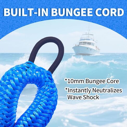 2 Pack Boat Bungee Dock Lines, Dock Mooring Lines, Boat Accessory(Black, 4ft) in Kuwait