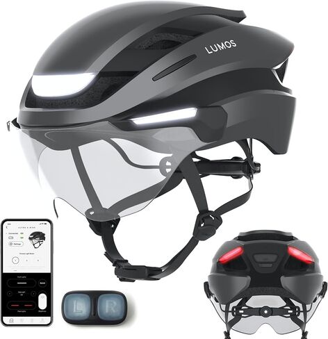 Lumos Ultra E-Bike Smart Helmet | NTA 8776 Certified | Front & Rear LED Lights | Retractable Face Shield | App Controlled | EBike, Scooter, Cycling, Bicycle | Adults, Men Women in Kuwait