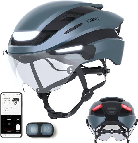 Lumos Ultra E-Bike Smart Helmet | NTA 8776 Certified | Front & Rear LED Lights | Retractable Face Shield | App Controlled | EBike, Scooter, Cycling, Bicycle | Adults, Men Women in Kuwait