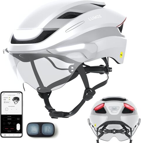 Lumos Ultra E-Bike Smart Helmet | NTA 8776 Certified | Front & Rear LED Lights | Retractable Face Shield | App Controlled | EBike, Scooter, Cycling, Bicycle | Adults, Men Women in Kuwait